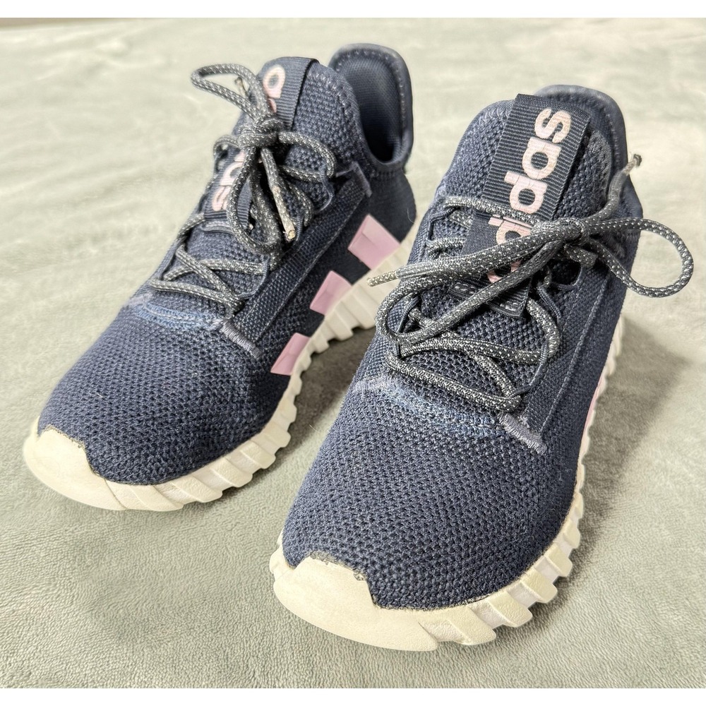 Adidas Shoes Kids Size 3.5 Navy Blue Pink Mesh Running Sneakers Lightweight